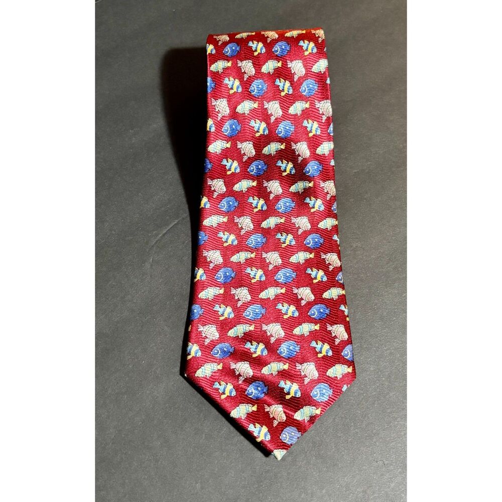 Stonehenge Silk Tie Red Multicolor Tropical Fish Novelty Print Necktie Menswear